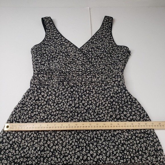 Ann Taylor Silk Dress Vintage 90s Y2k Womens 12 Floral Ditsy Sleeveless Black - Picture 5 of 16